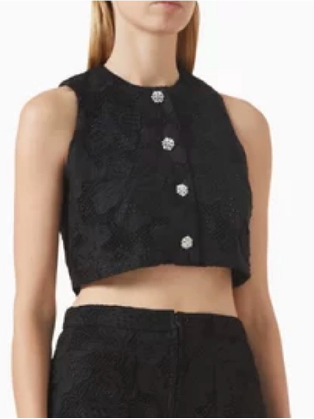 Sleeveless Black Lace Crop Top